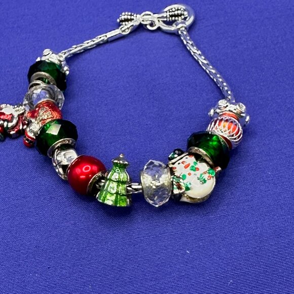 Pandora-Style Christmas Theme Charm Bracelet 14 Beads including 4 .925 Beads - Picture 9 of 15
